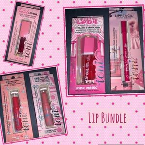 NIB | IONI 5 item Lip bundle |Shea Butter Lipsticks, Lip Liner, Lip Oils - Pink
